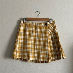 Jolt Yellow Plaid Wrap Skirt